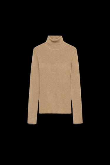 WOOL HIGH NECK SWEATER - Light camel by Zara - Image 0