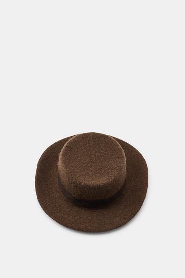 WOOL-BLEND HAT WITH CONTRAST BAND — Brown 2