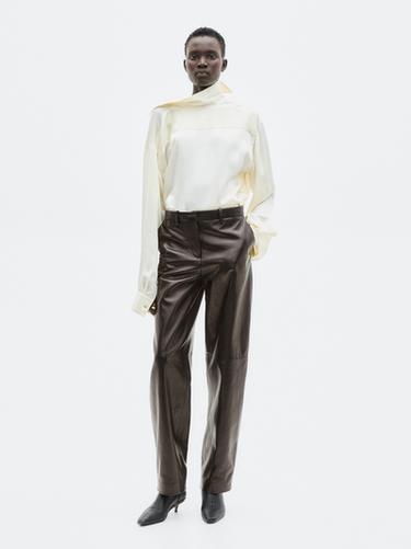 Zara Wide-leg nappa leather trousers - LIMITED - Black