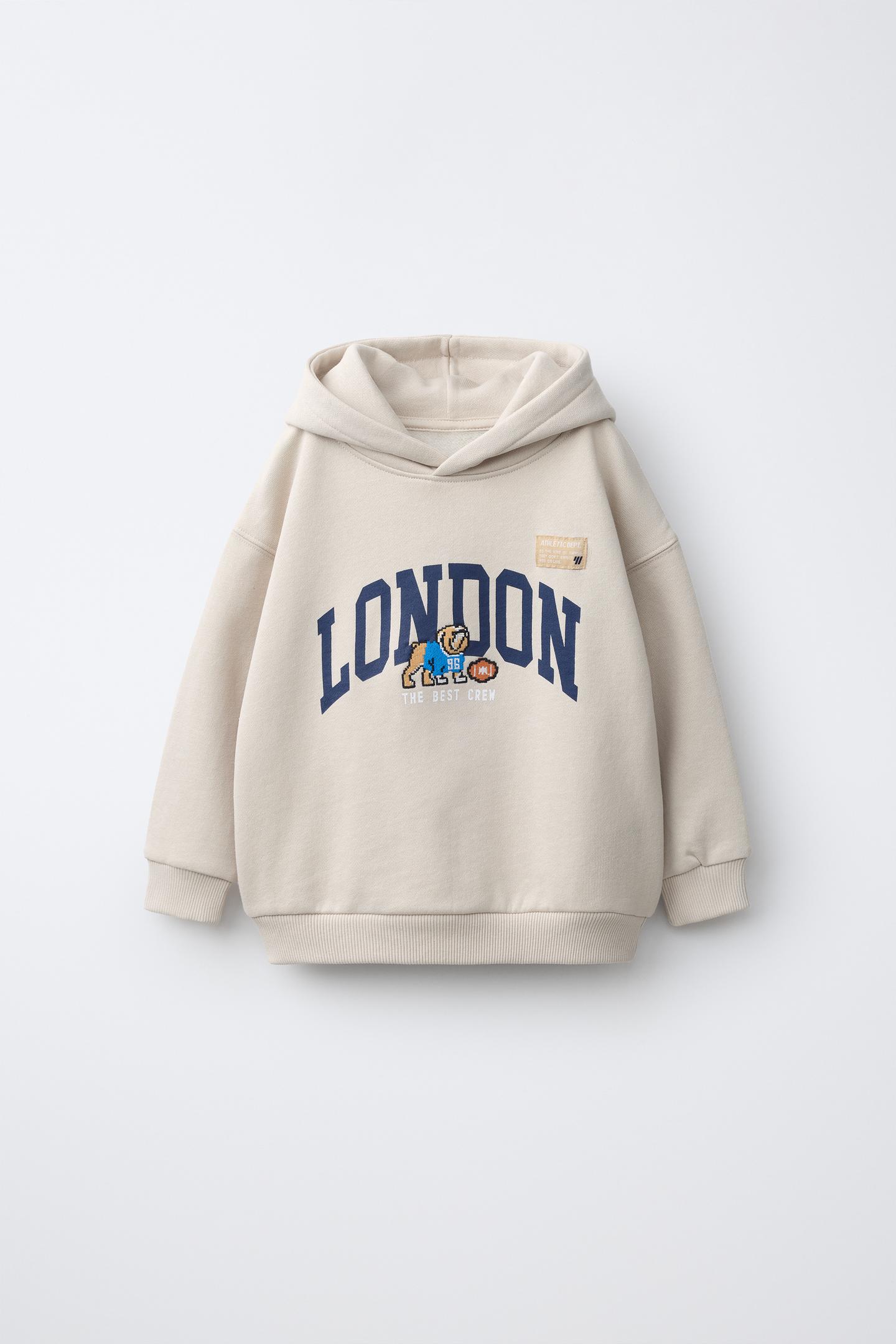 Детское худи Zara Varsity, цвет: Светлый бежевый — фото 2