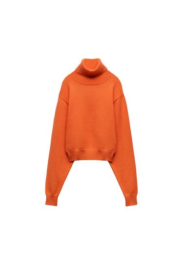 CROPPED KNIT HIGH NECK SWEATER