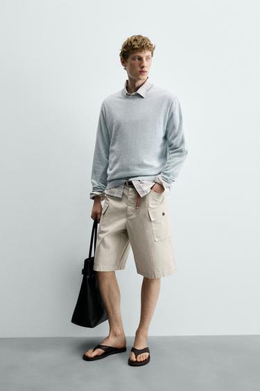 FLECKED COTTON BLEND JUMPER - Sky blue by Zara - Image 0