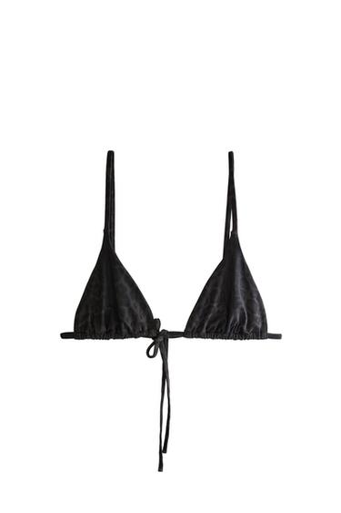 ANIMAL PRINT BEACH BIKINI TOP - Brown by Zara