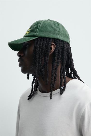 CASQUETTE DÉLAVÉE BRODERIE CONTRASTÉE - Vert de Zara - Image 1