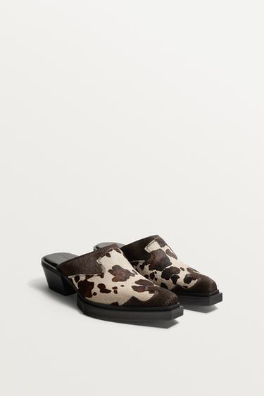 Zara LEATHER CLOGS - Brown