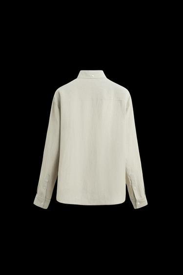 CAMISA CONTRASTE 100% CÁÑAMO - Gris / Natural de Zara