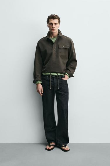 SURCHEMISE POLO EN COTON LAVÉ - marron-vison de Zara - Image 0