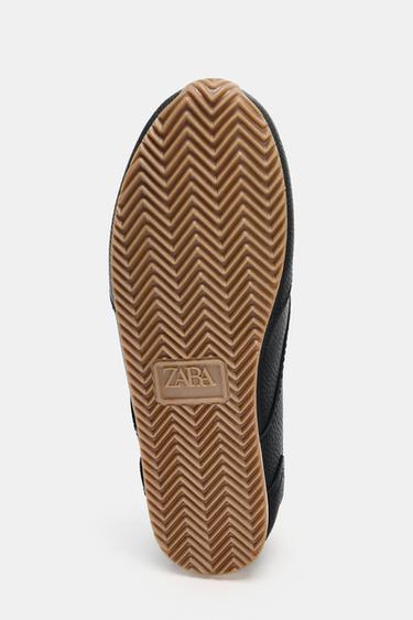 TENNIS EN CUIR CONTRASTE - Noir de Zara - Image 5