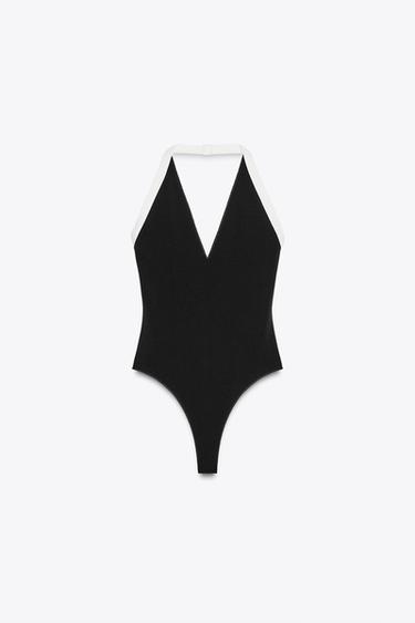 CONTRAST STRETCH BODYSUIT - Black / White by Zara - Image 5