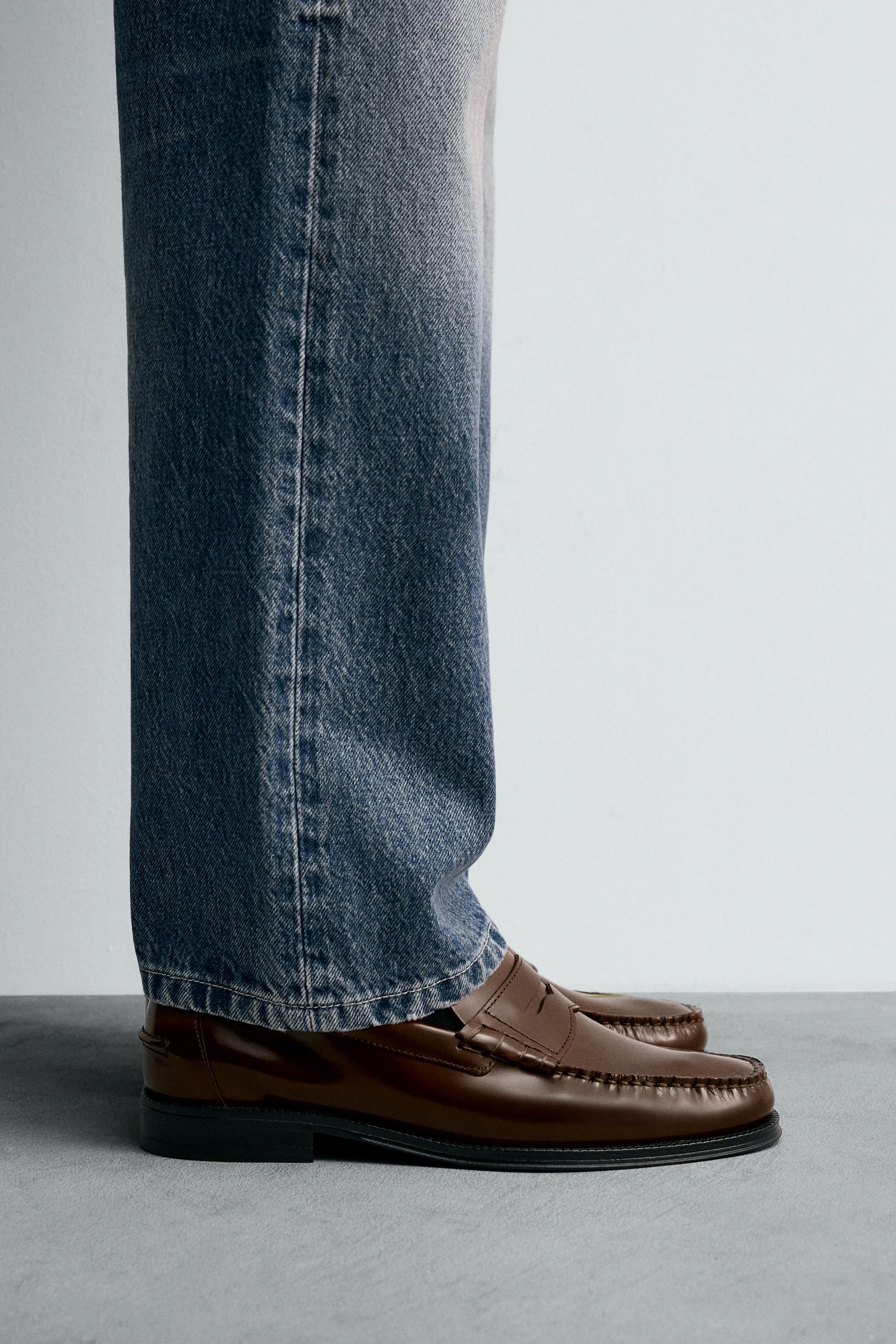 レザーペニーローファー - コニャックブラウン | ZARA Japan / 日本