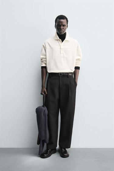 POLO BOXY FIT ESTRUCTURA - Blanco de Zara - Imagen 0