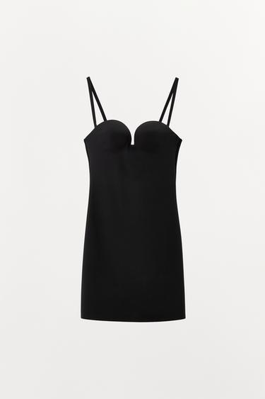Zara MINI DRESS WITH BODY SHAPE POLYAMIDE - Black - Image 0