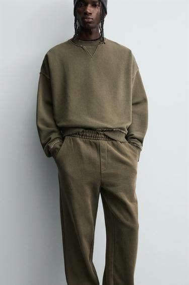 SWEAT COL ROND DÉLAVÉ - Kaki de Zara - Image 5