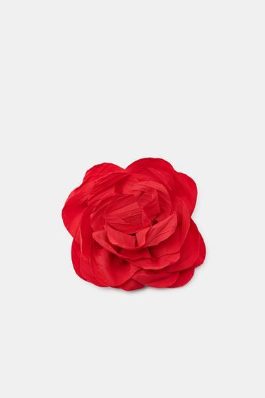 BROCHE FLEUR EN TISSU - Rouge de Zara - Image 2