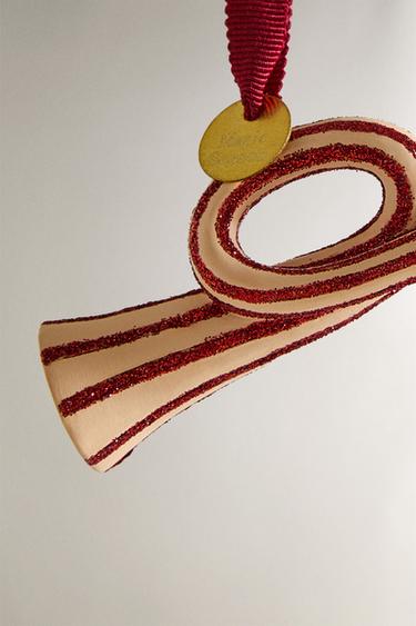 DÉCORATION SAPIN TROMPETTE PAILLETTE NOËL - Écru / Rouge de Zara - Image 3