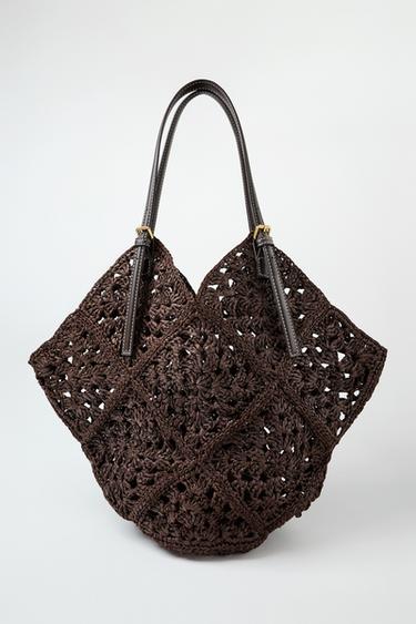 Zara WOVEN BODY SHOPPER BAG - Brown