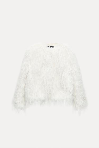 FAUX FUR JACKET ZW COLLECTION - Ecru by Zara