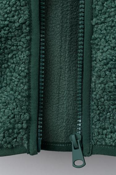 BLOUSON À CAPUCHE EFFET MOUTON - Vert de Zara - Image 7