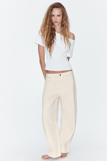 TRF MID-WAIST BAGGY BALLOON JEANS - Oyster-white by Zara