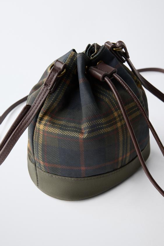 SAC SEAU À CARREAUX - Vert de Zara - Image 2