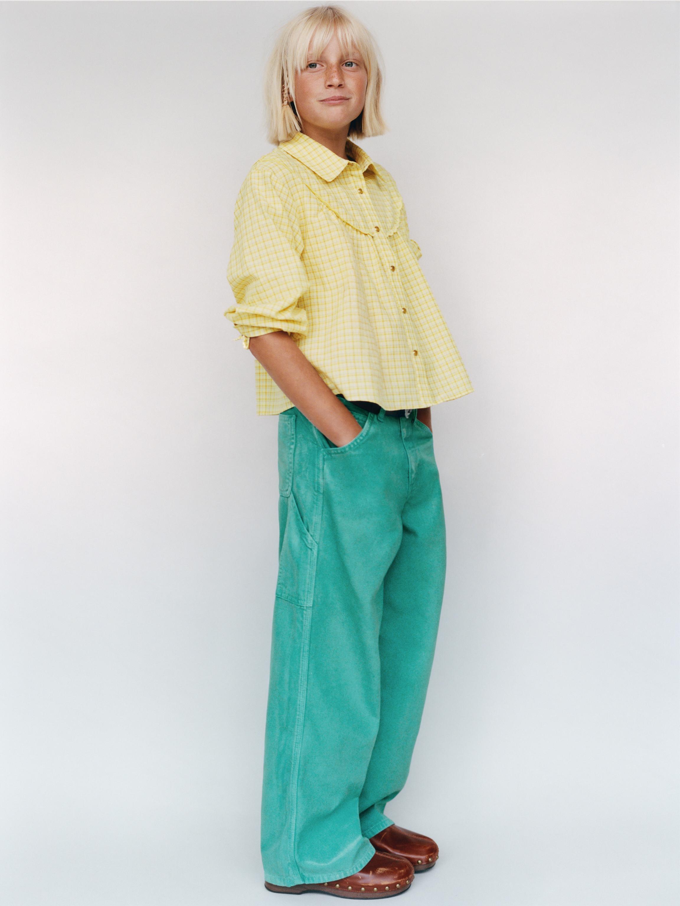 WAXED EFFECT CARPENTER PANTS — Turquoise