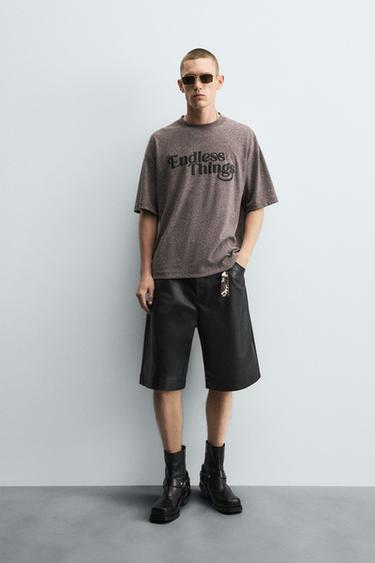 CONTRAST EMBROIDERY T-SHIRT - FROSTED GRAY by Zara - Image 0