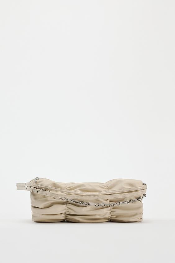 SAC PORTÉ ÉPAULE FRONCÉ - blanc de Zara - Image 0