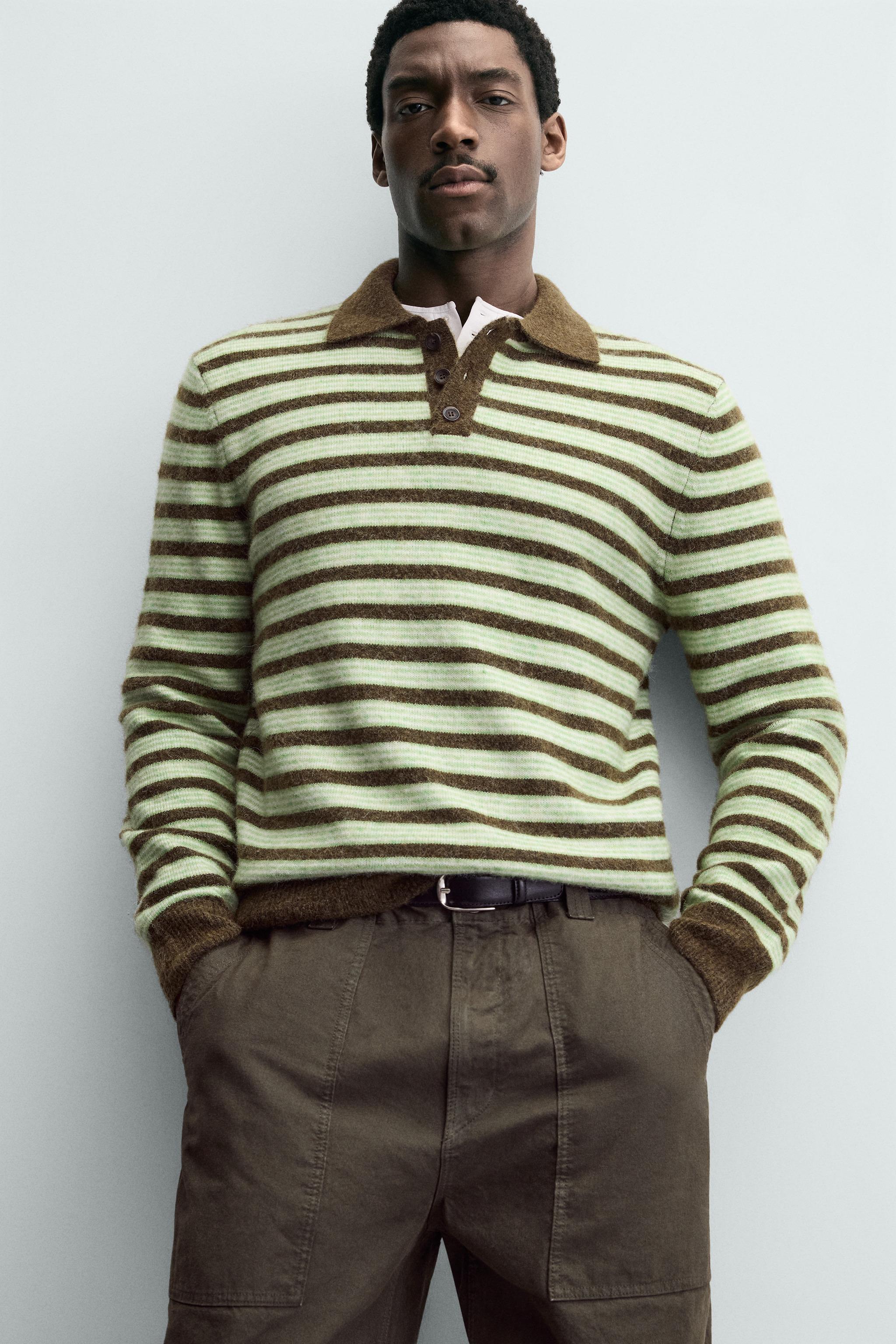 STRIPED KNIT POLO SHIRT