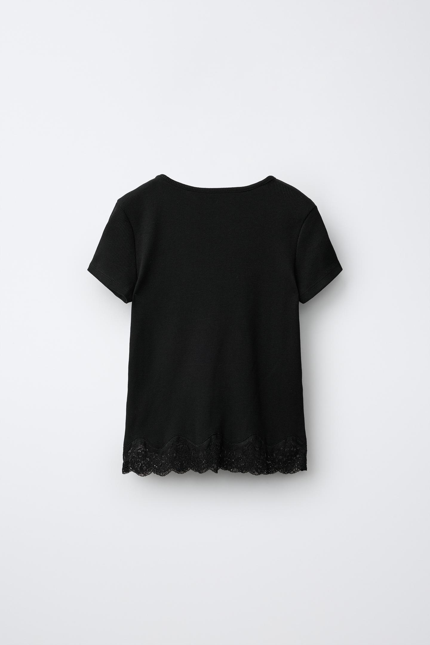 Детская футболка Zara Lace Rib, цвет: Чёрный — фото 2
