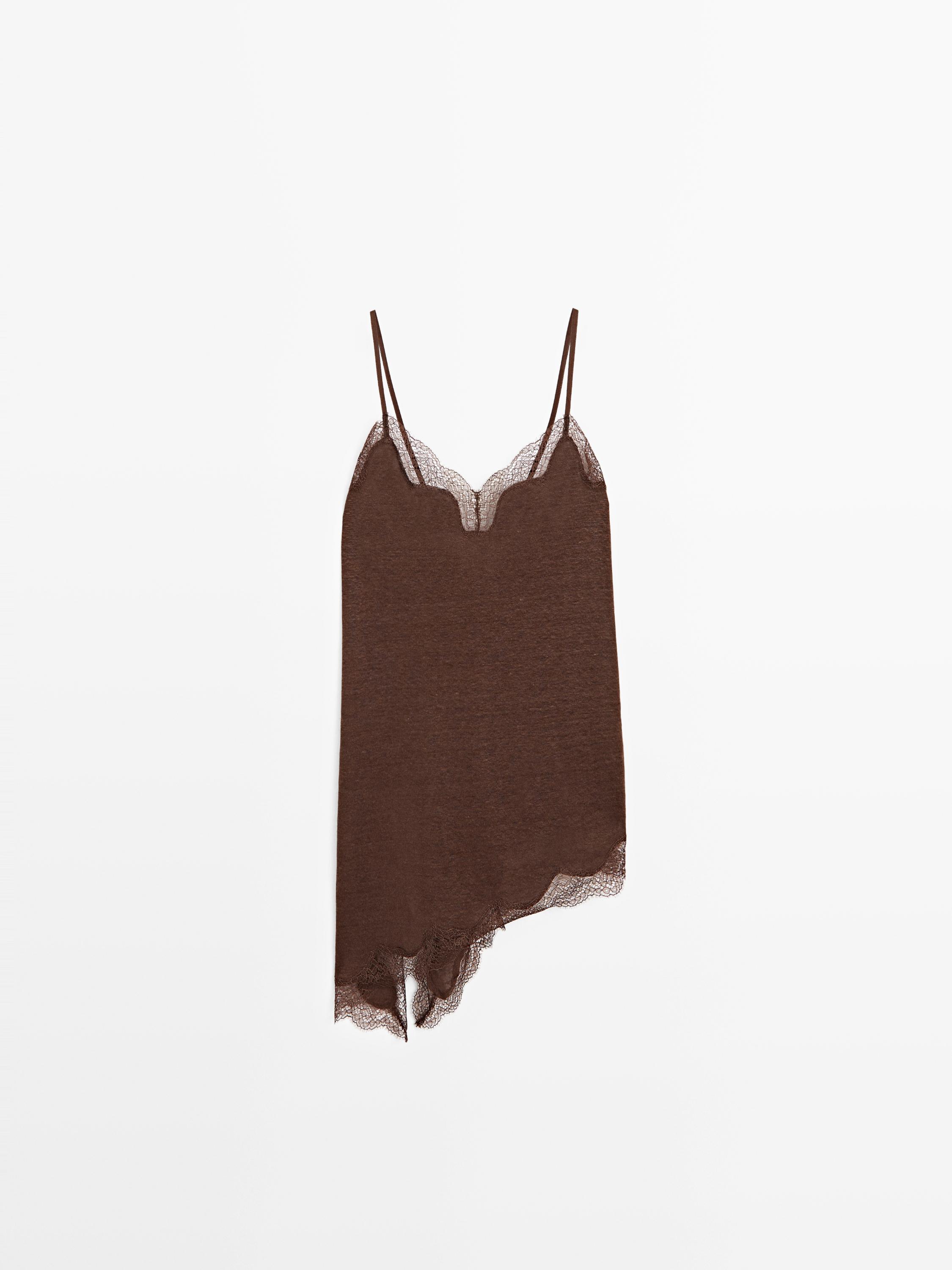 Top asymétrique en lin mélangé