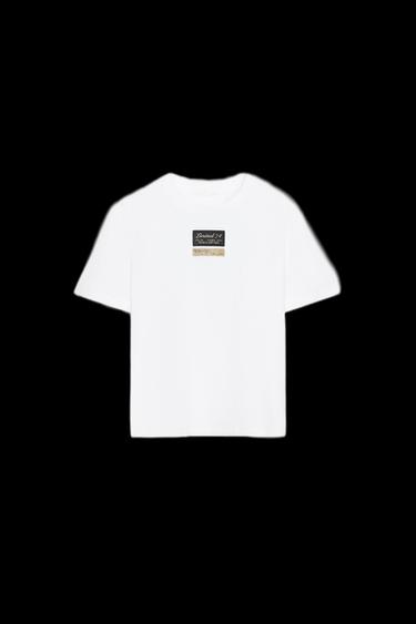 T-SHIRT MIT KURZEN ÄRMELN UND ETIKETT - Weiß von Zara - Bild 0