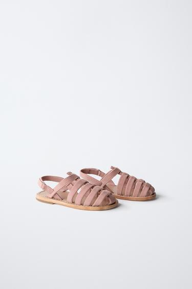 LEATHER CAGE SANDALS - Pink by Zara