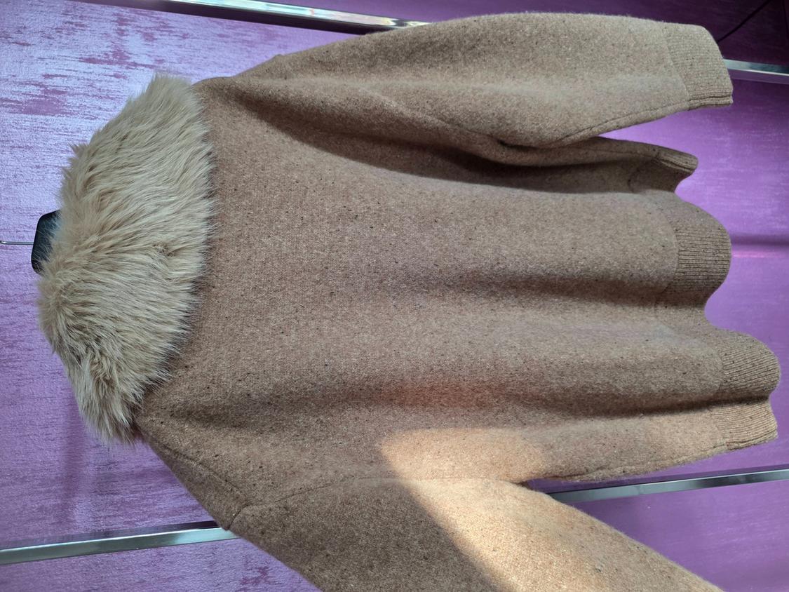 100% WOOL FAUX FUR LAPEL JACKET - Image 2
