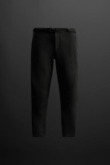 Zara BELTED TECHNICAL PANTS - Black