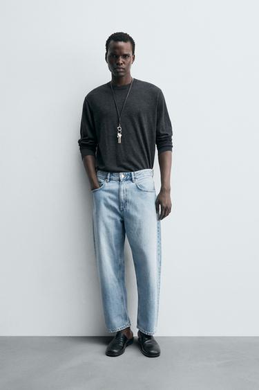 TAPERED WIDE-LEG JEANS - Light blue by Zara