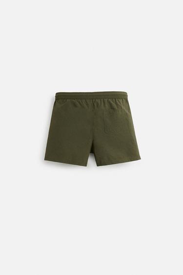 Zara BASIC MID-LENGTH SWIMSUIT - Khaki