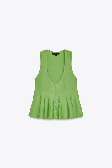 KNIT PEPLUM TOP - Light green by Zara - Image 5