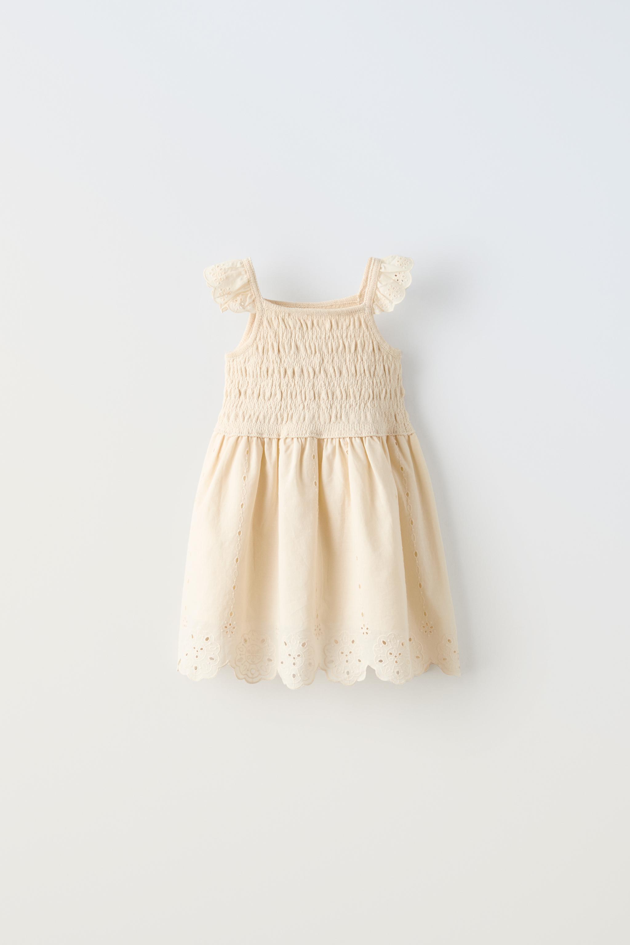 COMBINED EMBROIDERED DRESS - Ecru | ZARA Georgia