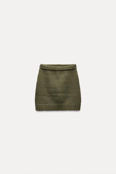 FALDA MINI PUNTO - Khaki de Zara