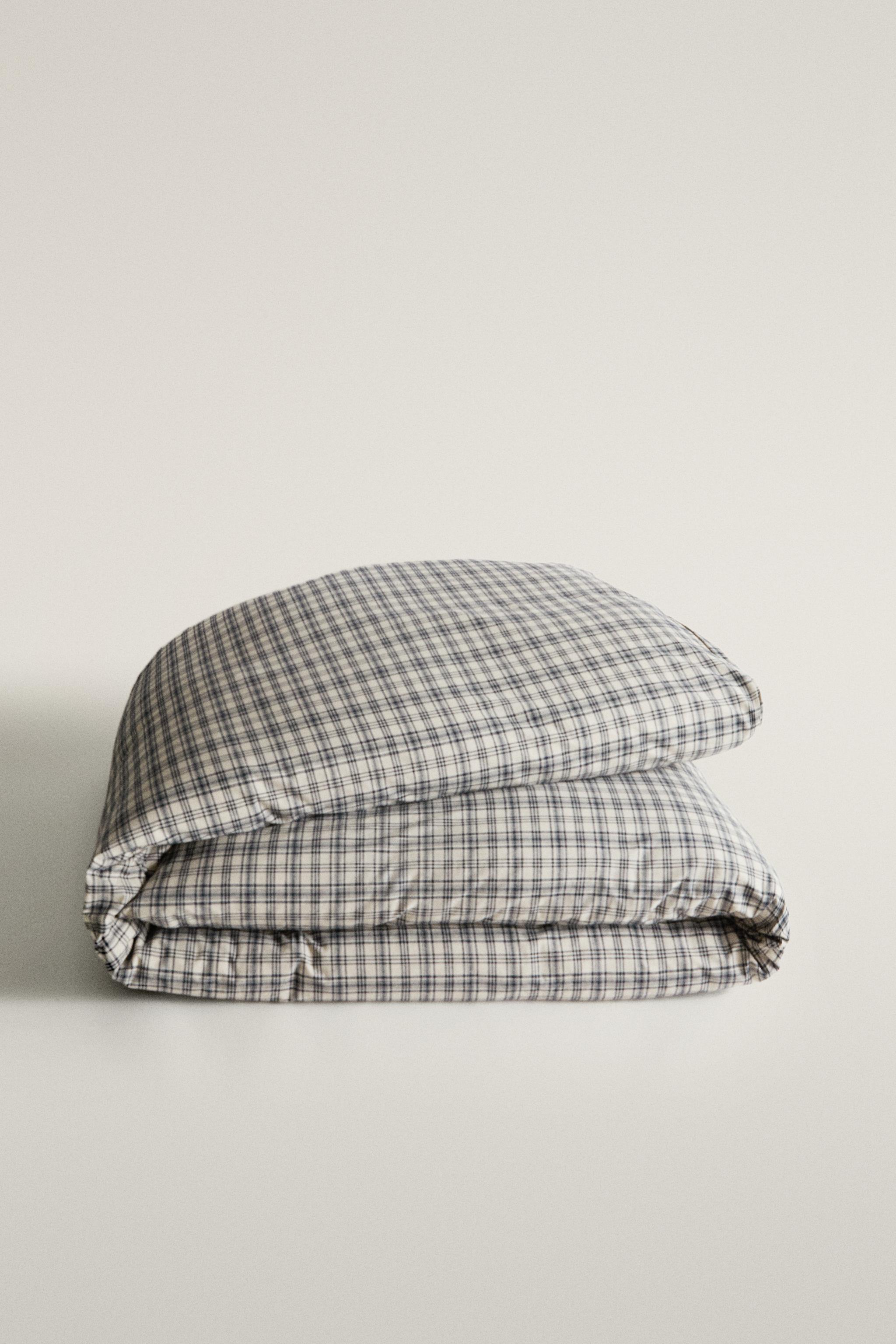 HOUSSE DE COUETTE FLANELLE À CARREAUX (170 G/M²)
