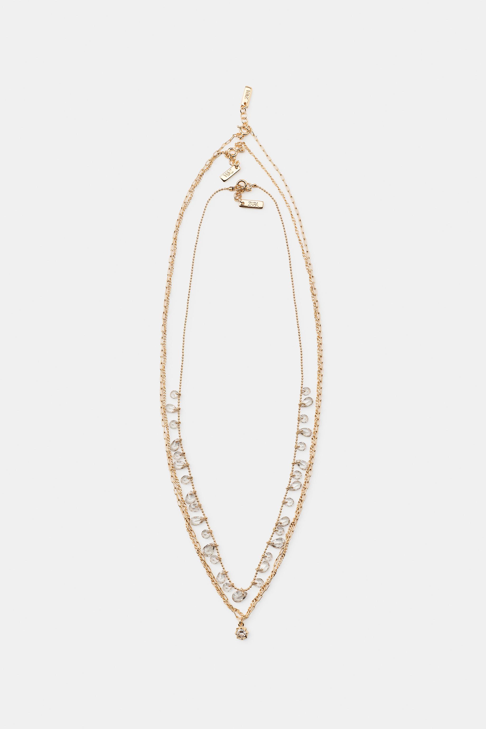 SET OF 3 FINE JEWELED NECKLACES — Golden