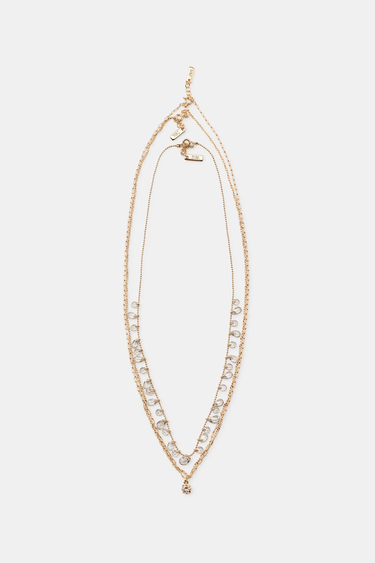 SET OF 3 FINE JEWELED NECKLACES — Golden