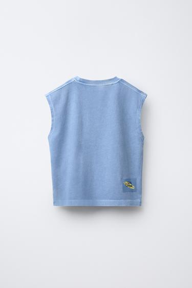 ENSEMBLE TEINT EN PIÈCE T-SHIRT SANS MANCHES ET BERMUDA - Bleu de Zara - Image 2