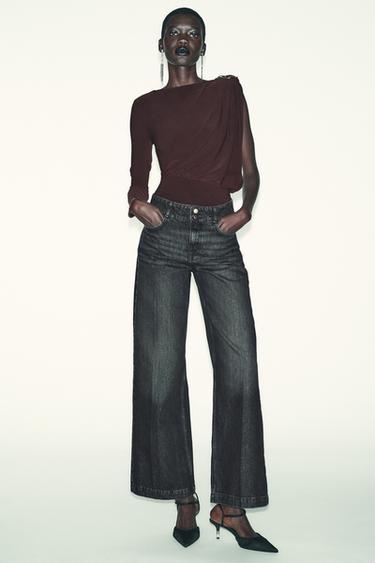 Zara FLOWY BROOCH BODYSUIT - Dark brown