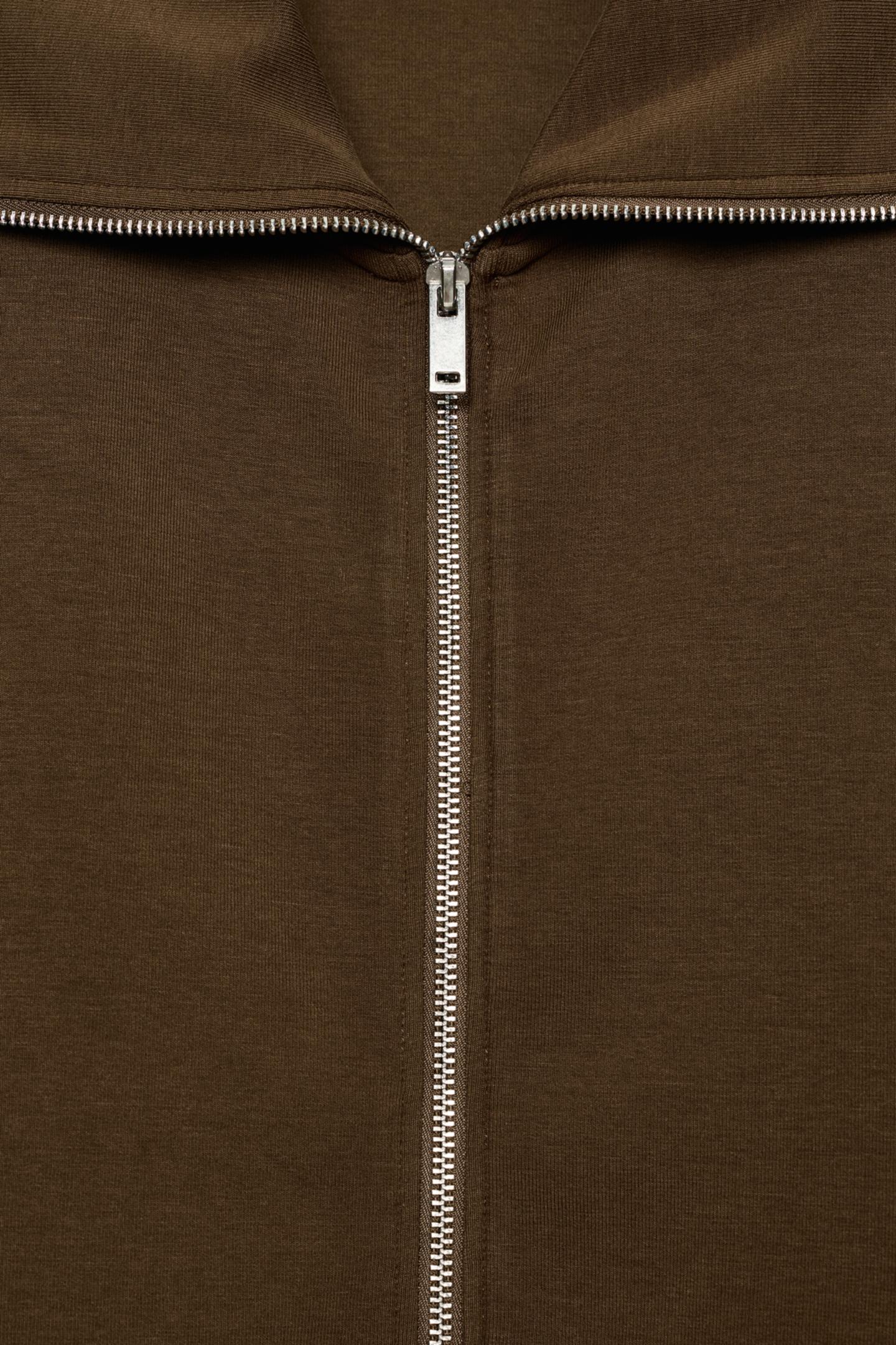 Женская толстовка Zara Interlock Zip-Up, цвет: Тёмный оливковый — фото 7