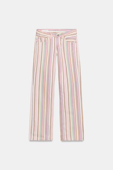 JEAN TRF WIDE LEG TAILLE BASSE À RAYURES - Rayures de Zara - Image 4