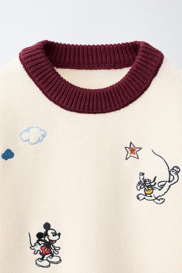 MICKEY MOUSE © DISNEY EMBROIDERED KNIT POLO SHIRT - Ecru by Zara
