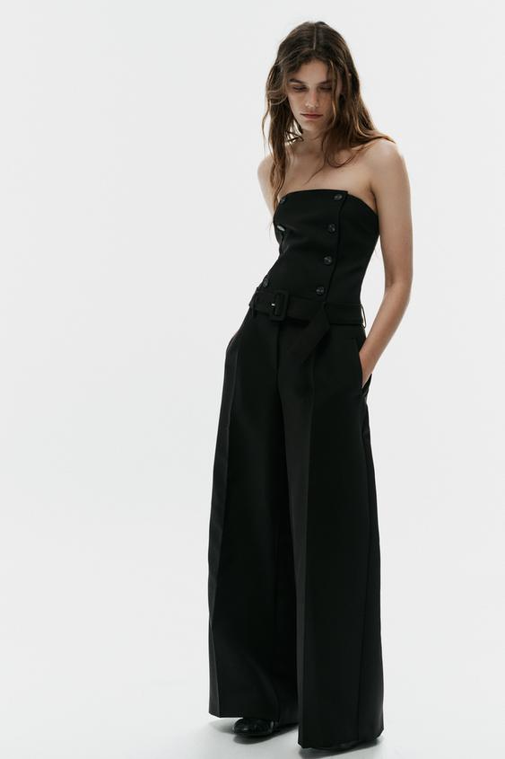 جمبسوت طويل بحزام وأزرار - أسود الخاص بـ Zara - صورة 0