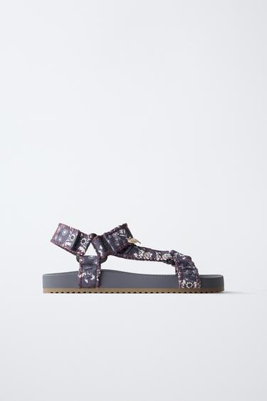 TECHNICAL FLORAL SANDALS - Blue by Zara