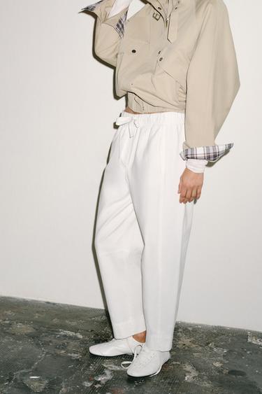 TROUSERS WITH ELASTIC WAIST - White by Zara - Image 2